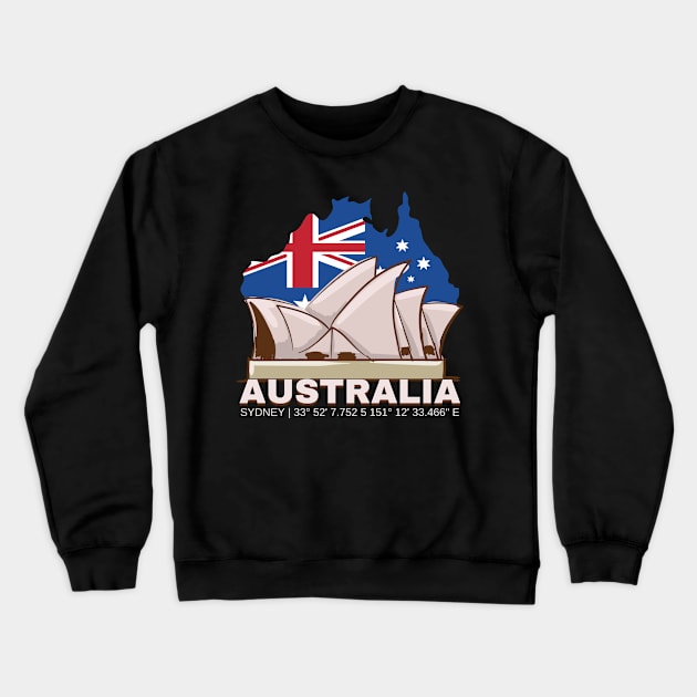 Australia Sydney GPS coordinates Opera House Crewneck Sweatshirt by Saraahdesign